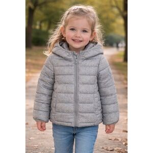 2/45 GAP little girls sparkling grey lightweight puffer jacket